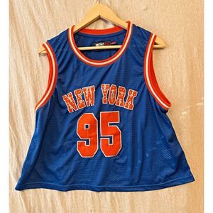 Retro Fox New York #95 Blue Mesh Breathable Embroidered Jersey Tank 3X